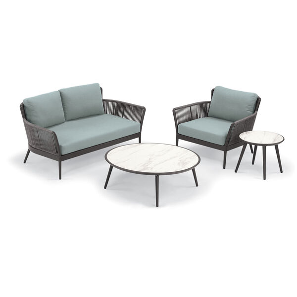 Nette Carbon and Seafoam Outdoor Loveseat and Table Set, 4-Piece, image 1