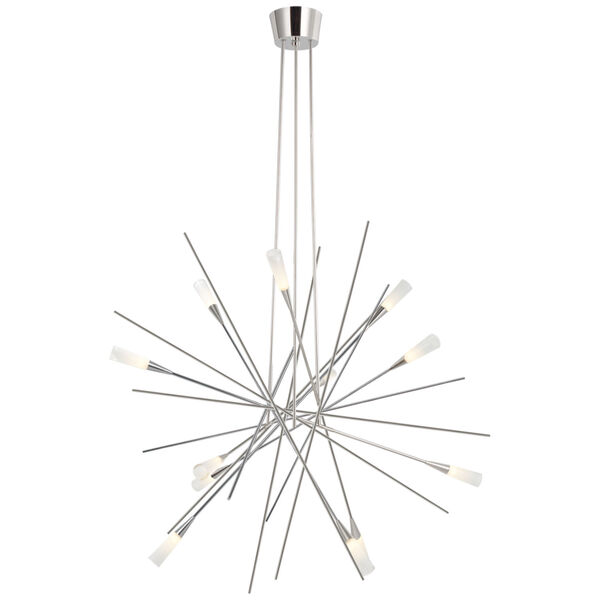 Stellar Large Chandelier in Polished Nickel with Frosted Acrylic by Chapman  and  Myers, image 1