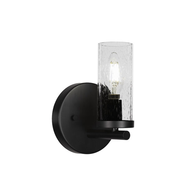 Trinity Matte Black One-Light Wall Sconce with Clear Bubble Glass, image 1