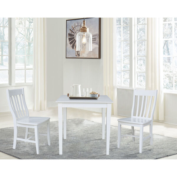 White 30-Inch Dining Table with Two Chair, Set of Three, image 1