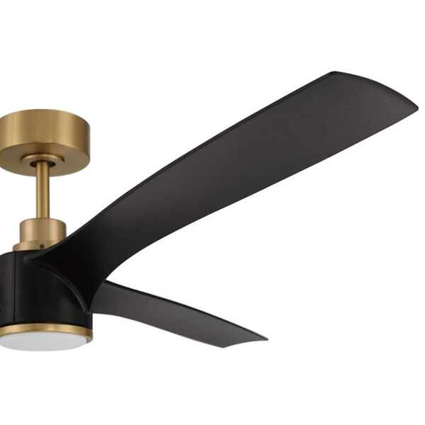 Phoebe Flat Black and Satin Brass 60-Inch DC Motor LED Ceiling Fan, image 6