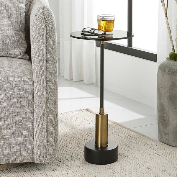 Spector Brushed Brass and Satin Black Accent Table, image 1