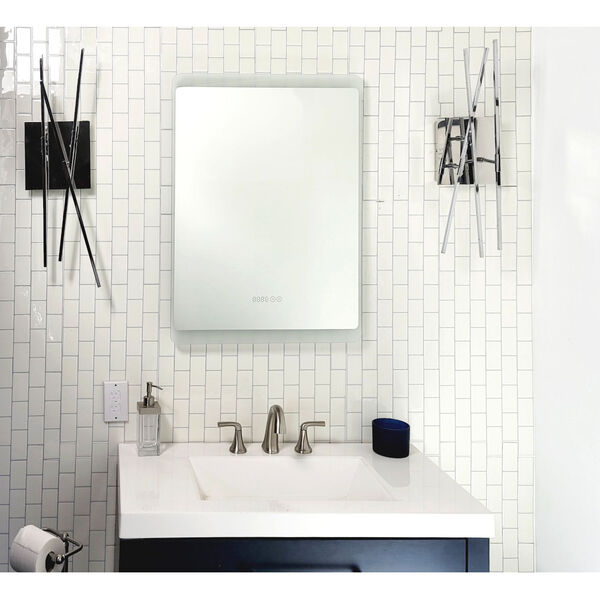 Kinsale Clear 24 x 32-Inch Rectangular LED Bathroom Mirror with Clock and Temperture, image 1