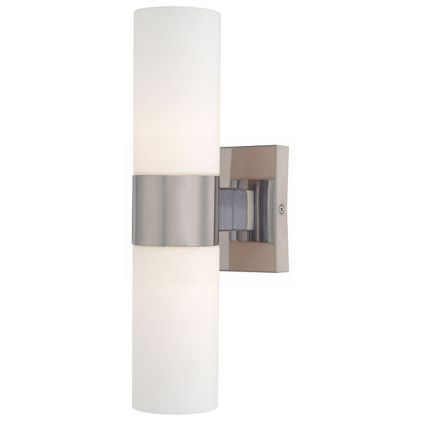 Brushed Nickel Four-Inch Two-Light Wall Sconce, image 1