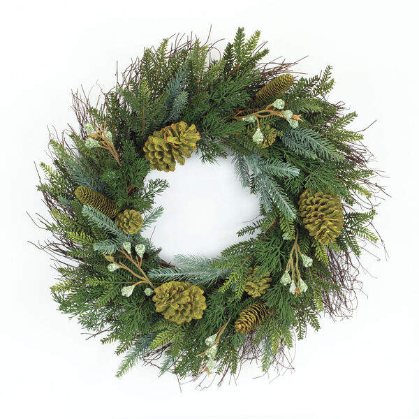 Green Mixed Pine Unlit Wreath, image 1