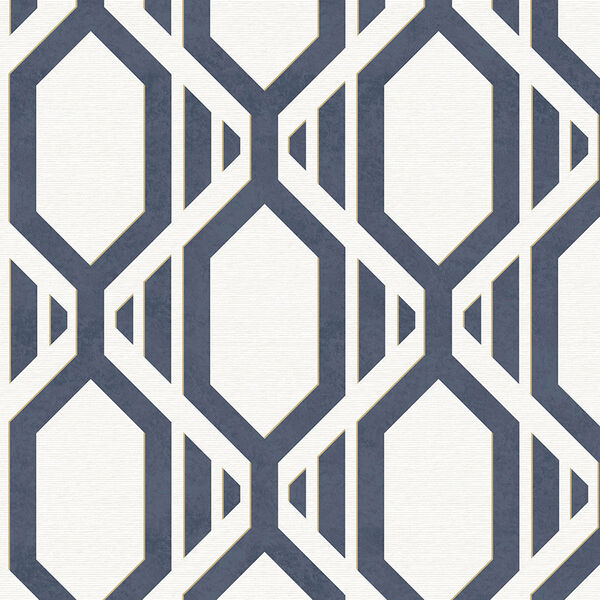Gatsby Navy and Metallic Gold Wallpaper - SAMPLE SWATCH ONLY, image 1