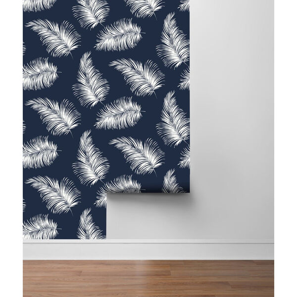 Lillian August Luxe Haven Navy Blue Tossed Palm Peel and Stick Wallpaper, image 4