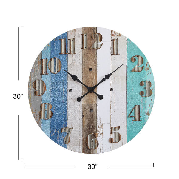 Blue and White 30 In. Round Wall Clock, image 2