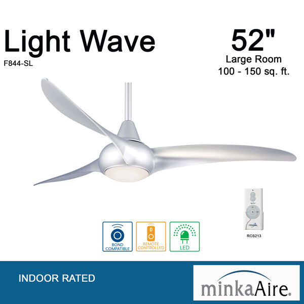 Light Wave Silver LED 52-Inch Ceiling Fan, image 7