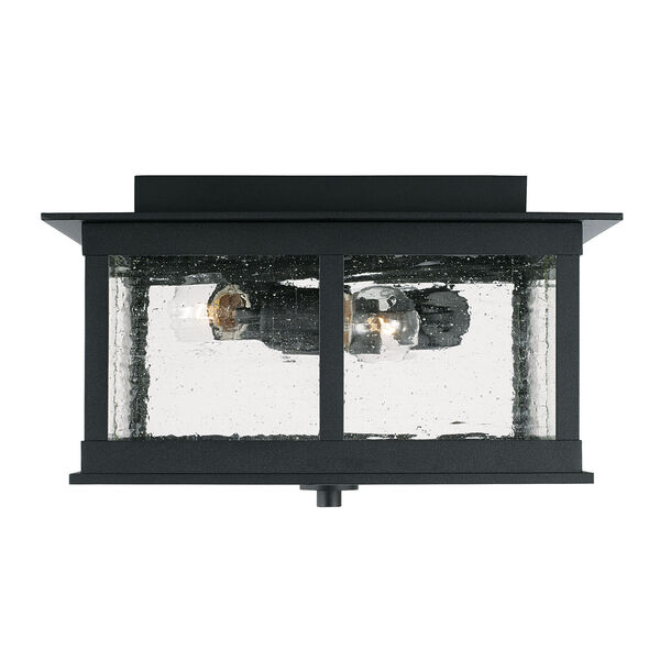 Barrett Black Three-Light Outdoor Flush Mount with Antiqued Glass, image 2