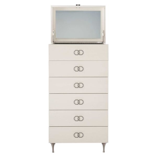 Silhouette Eggshell and Stainless Steel Tall Drawer Chest, image 4