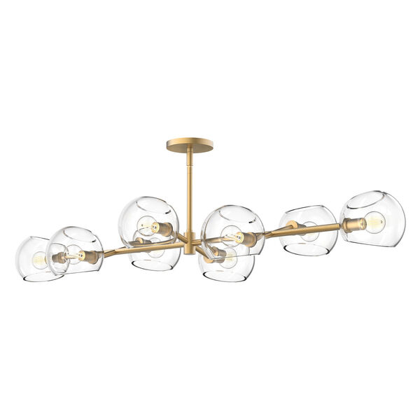 Willow Brushed Gold Eight-Light Pendant with Clear Glass, image 1
