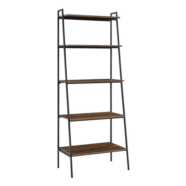 Dark Walnut and Black Ladder Bookcase, image 4