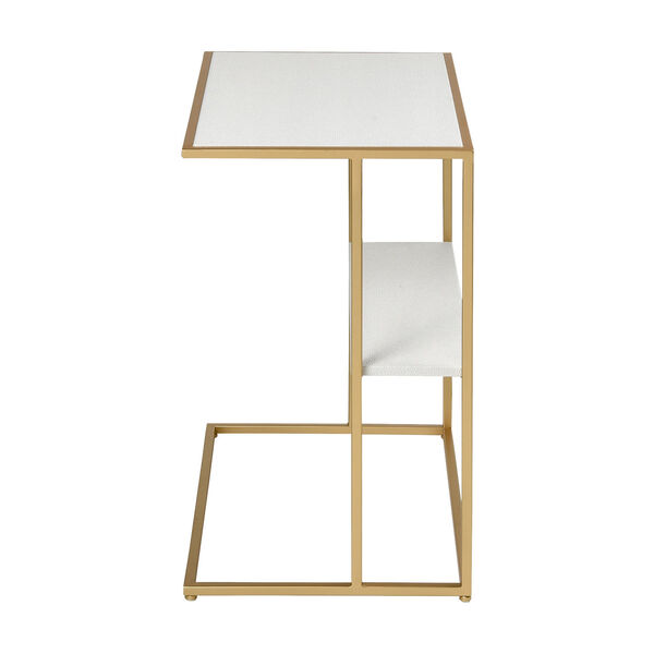 Fawley Gold Accent Table with Faux Leather Table Top, image 3