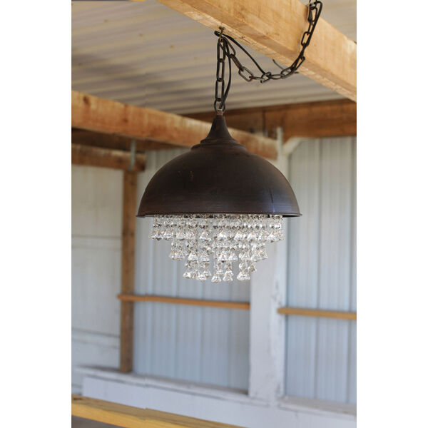 Round Metal Chandelier with Crystals, image 1