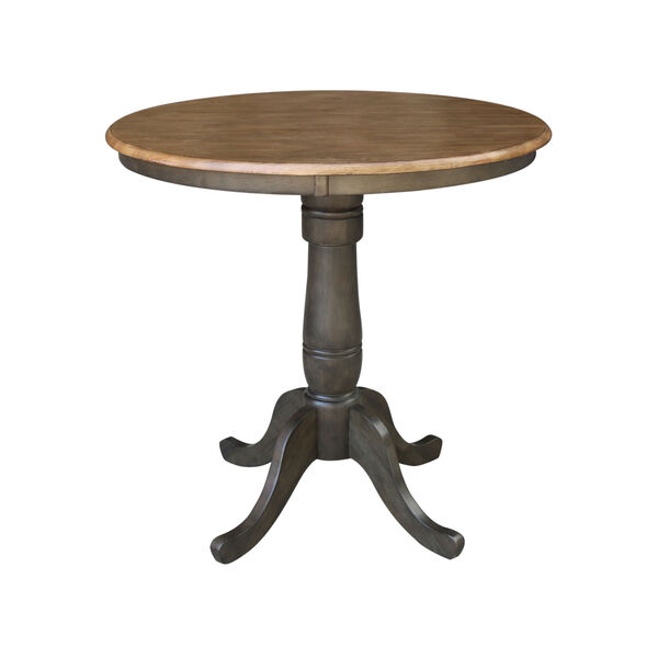 Hickory and Washed Coal Hardwood 36-Inch Width x 35-Inch Height Round Top Pedestal Table, image 1