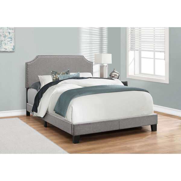 Grey Linen with Chrome Trim Full Size Bed, image 1