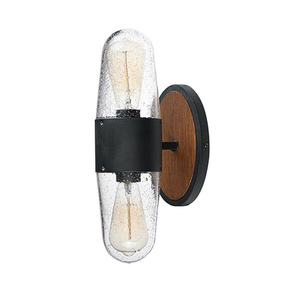 Lido Antique Pecan and Black Two-Light Outdoor Wall Mount Sconce, image 1