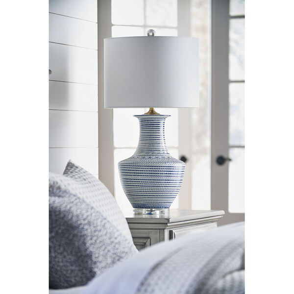 Blue and White One-Light Ceramic Table Lamp, image 3
