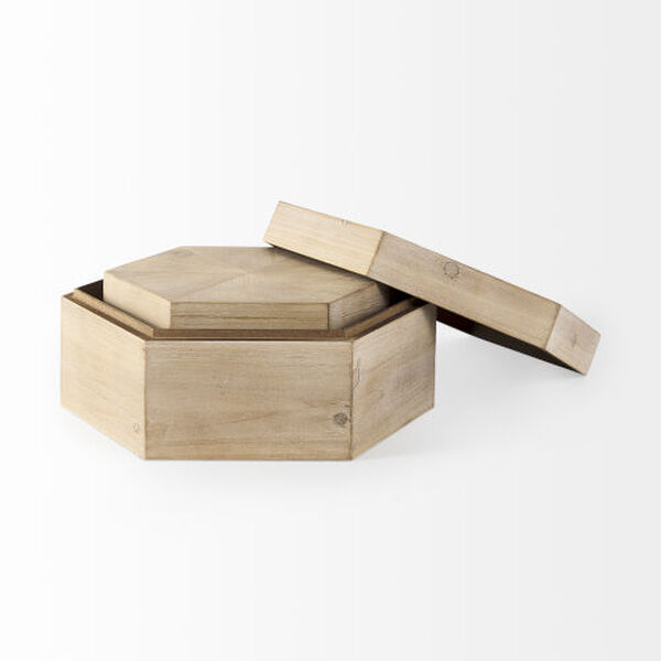 Elyse Brown Wooden Hexagonal Box, Set of 2, image 5