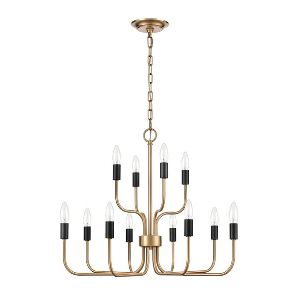 Epping Avenue Aged Brass 12-Light Chandelier, image 2