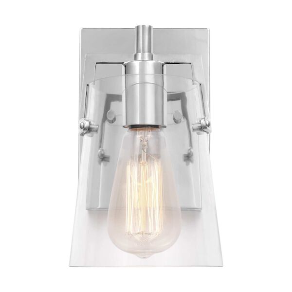 Crofton Chrome One-Light Bath Sconce with Clear Glass by Drew and Jonathan, image 1
