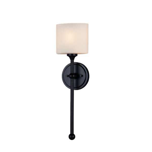 Sequoia Matte Black ADA One-Light Wall Sconce with Opal Glass Shade, image 1