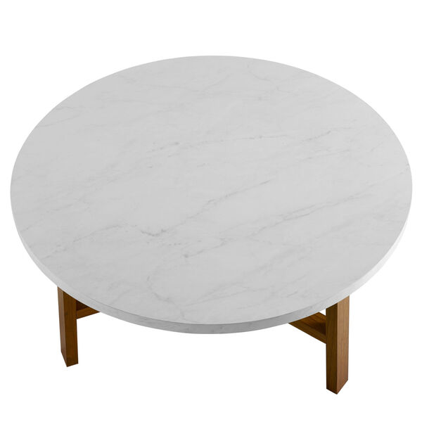 White Marble and Acorn Round Coffee Table, image 4