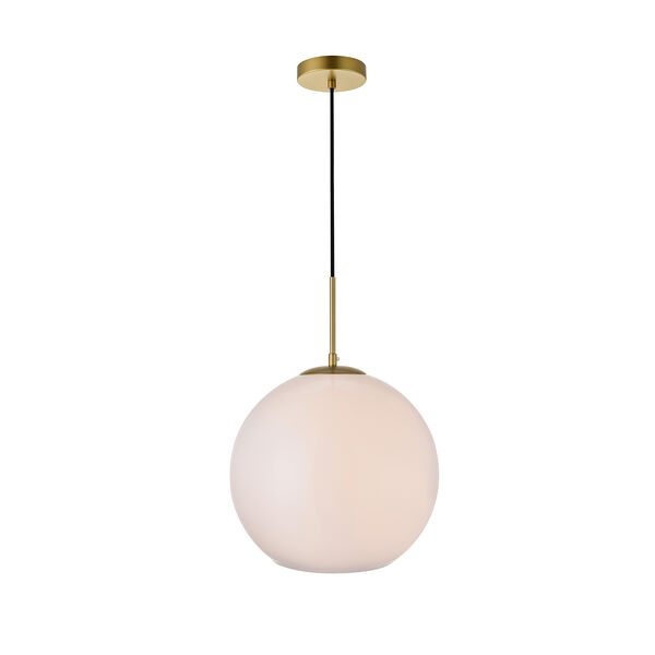 Baxter Brass and Frosted White 13-Inch One-Light Pendant, image 1