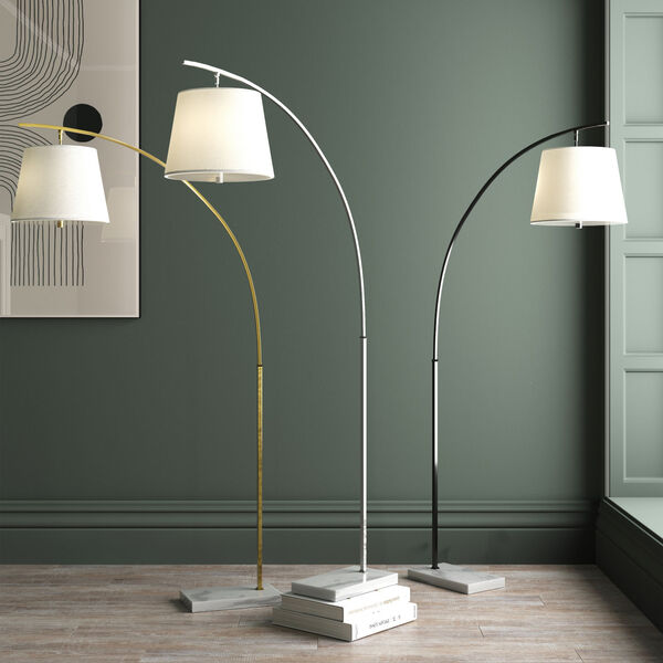 Cloister Brushed Nickel and White Two-Light Floor Lamp, image 3