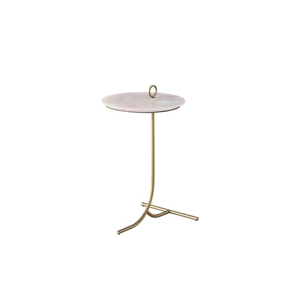 Tranquility Rose Quartz White and Gold Accent Table, image 3