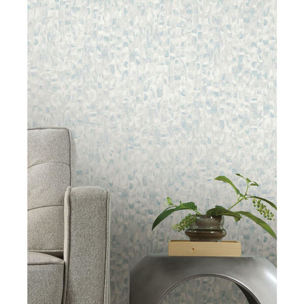 Stonecraft Mother Of Pearl Gray and Blue Peel and Stick Wallpaper, image 1