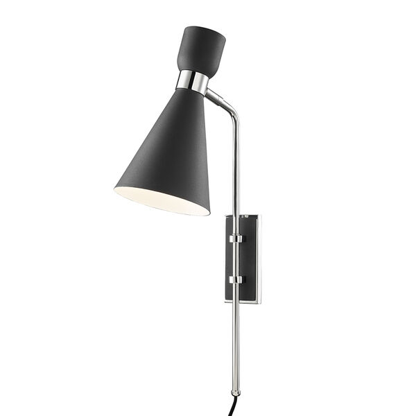 Willa Polished Nickel and Black One-Light Wall Sconce, image 1
