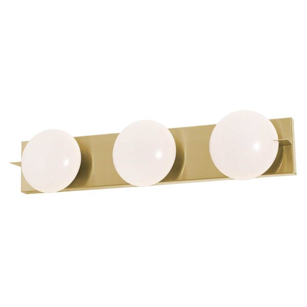 Gates Satin Brass Three-Light Integrated LED Bath Vanity, image 1