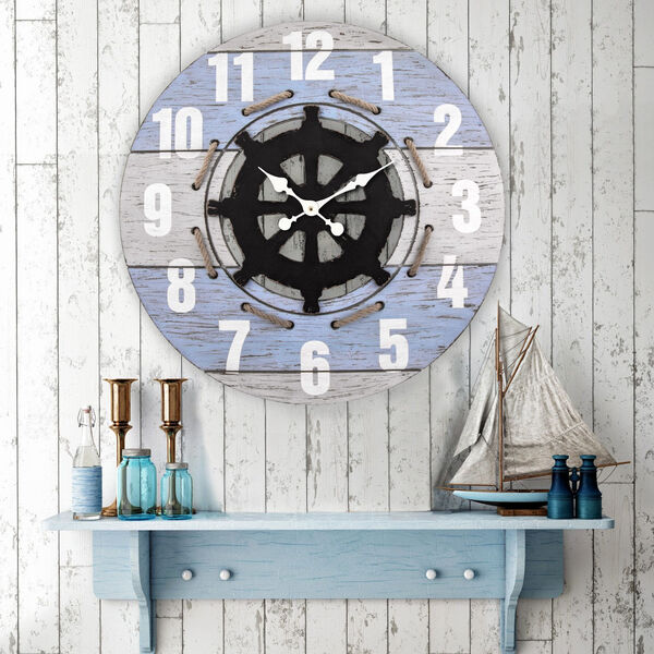 Blue and Black Decorative MDF Wall Clock, image 3