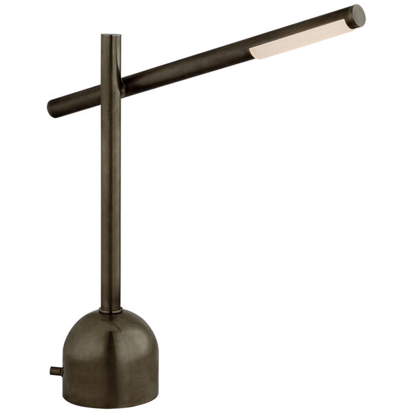 Rousseau Boom Arm Table Lamp in Bronze with Etched Crystal by Kelly Wearstler, image 1