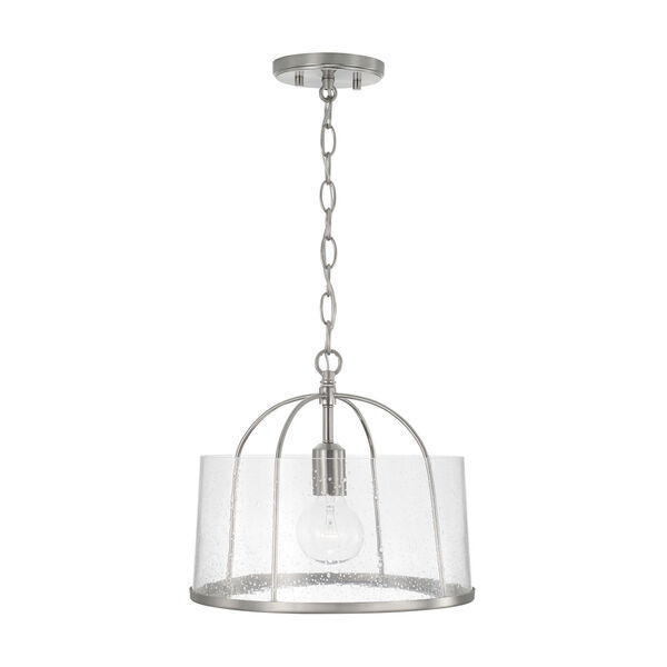 HomePlace Madison Brushed Nickel One-Light Semi-Flush or Pendant with Clear Seeded Glass, image 2