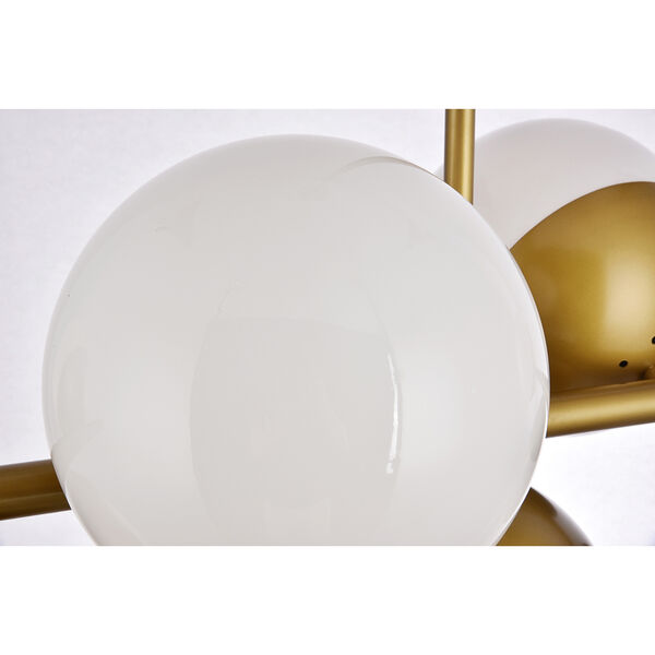 Eclipse Brass and Frosted White 17-Inch Seven-Light Pendant, image 5