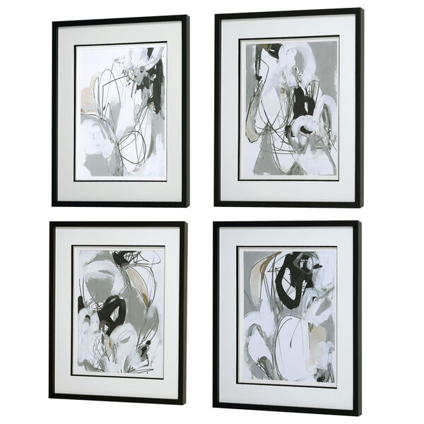 Tangled Threads Multicolor Abstract Framed Print, Set of 4, image 3