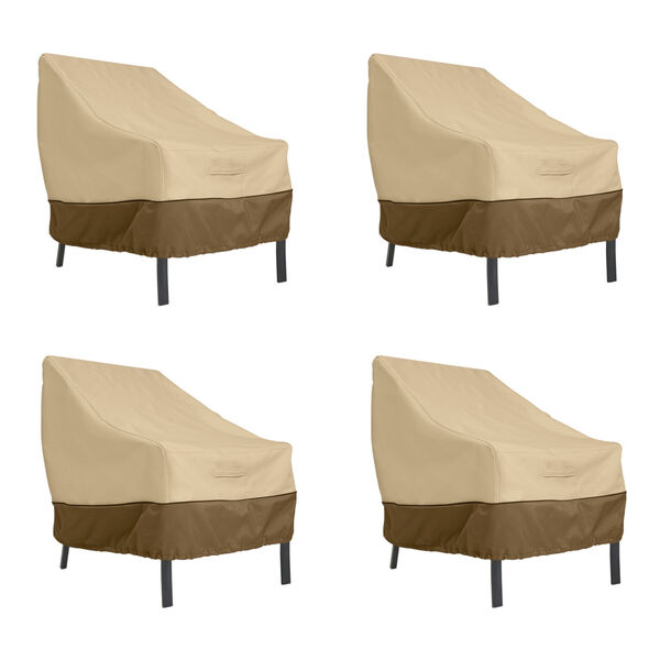 Ash Beige and Brown Patio Lounge Chair Cover, Set of 4, image 1