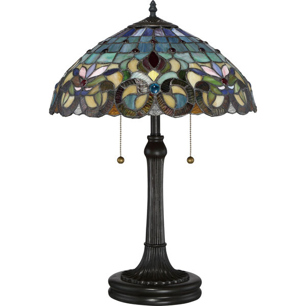 Tiffany Vintage Bronze 23-Inch Two-Light Table Lamp, image 2
