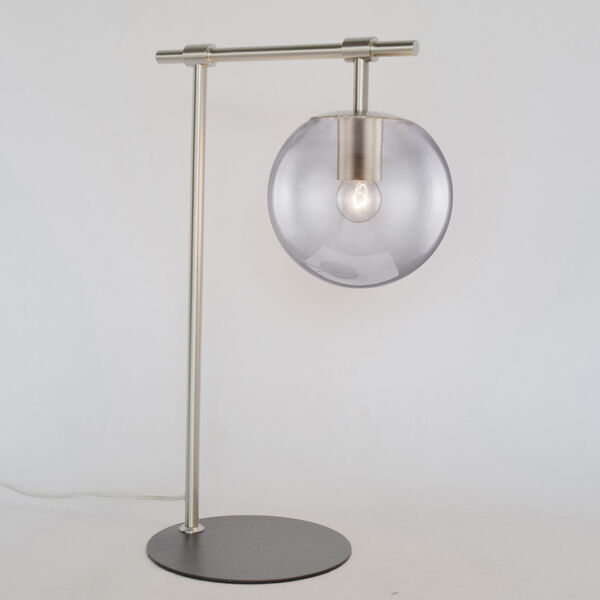Lencho Brushed Nickel Smoke Glass One-Light Table Lamp, image 1