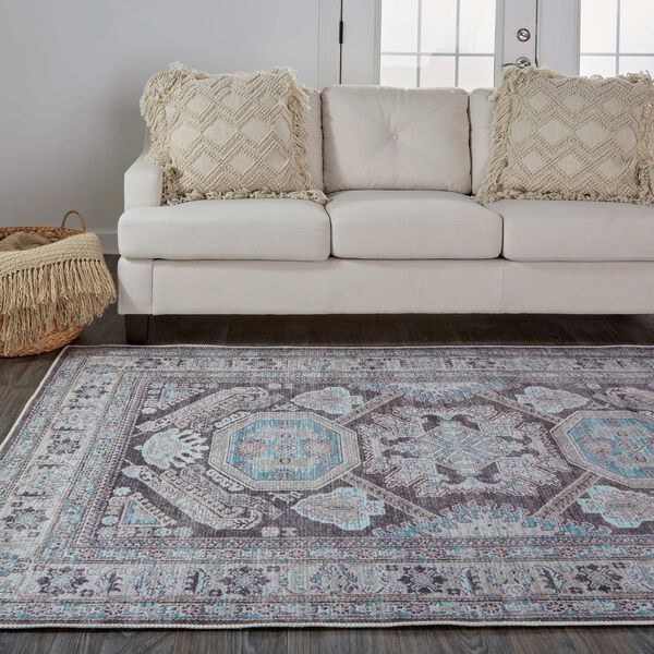 Percy Gray Taupe Blue Area Rug, image 4