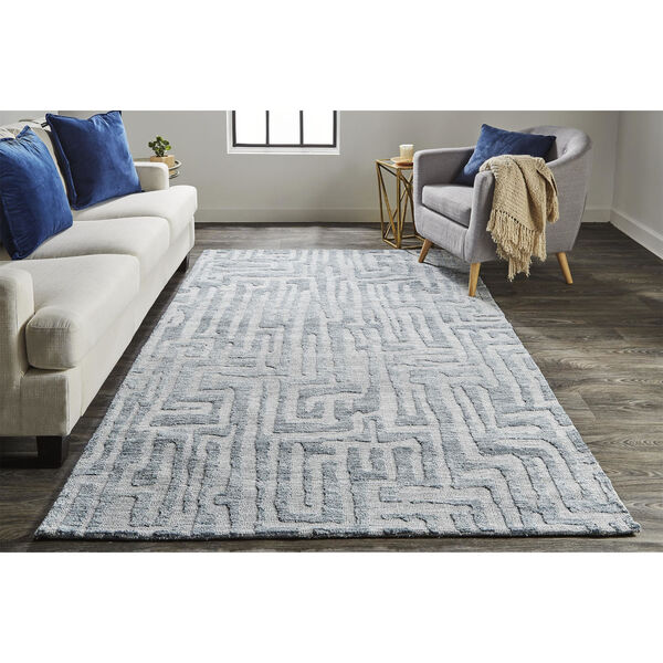 Colton Modern Minimalist Blue Rectangular: 3 Ft. 6 In. x 5 Ft. 6 In. Area Rug, image 2