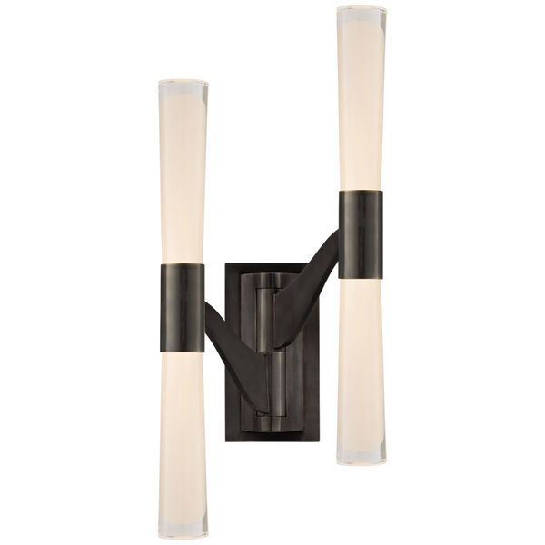 Brenta Large Double Articulating Sconce in Bronze with White Glass by AERIN, image 1