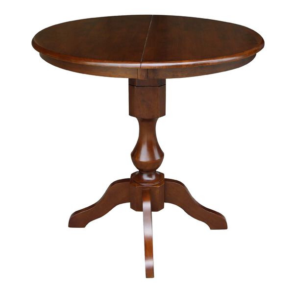 Espresso Round Top Pedestal Counter Height Table with 12-Inch Leaf, image 3