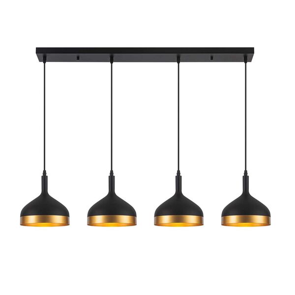 Dash Black Gold Four-Light LED Linear Pendant, image 1