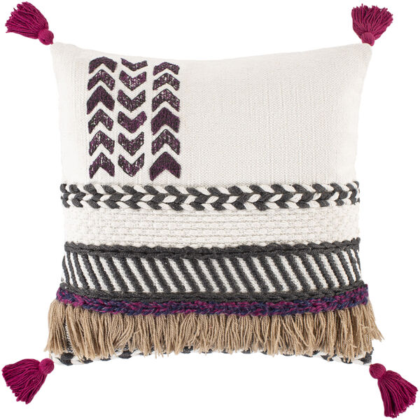 Zuri White and Charcoal 22-Inch Throw Pillow, image 1