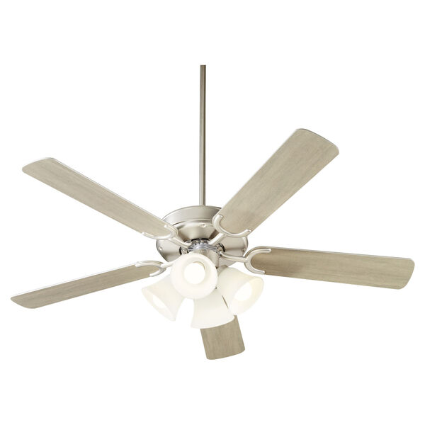 Virtue Satin Nickel Four-Light 52-Inch Ceiling Fan with Satin Opal Glass, image 3