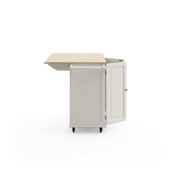 Blanche Off-White and Natural 54-Inch Kitchen Cart, image 5